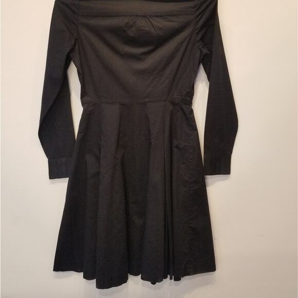 The Limited Black Button Front Skater Dress Collared Long Sleeve Size 0 - Picture 12 of 13